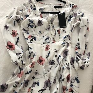 Haute Rogue Ooh La Luxe Romper Dress White Floral